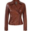 Ramsey Womens Cognac Asymmetrical Leather Jacket Ramsey Womens Cognac Asymmetrical Leather Jacket