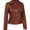 Ramsey Womens Cognac Asymmetrical Leather Jacket Ramsey Womens Cognac Asymmetrical Leather Jacket