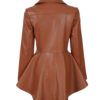 Womens Asymmetrical Peplum Cognac Leather Jacket