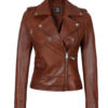 Amber Asymmetrical Cognac Biker Jacket Women Amber Asymmetrical Cognac Biker Jacket Women