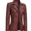 Bitonto Womens Cognac Leather Blazer Bitonto Womens Cognac Leather Blazer