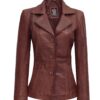 Bitonto Womens Cognac Leather Blazer Bitonto Womens Cognac Leather Blazer