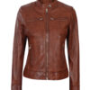 Dodge Womens Cognac Wax Leather Jacket Dodge Womens Cognac Wax Leather Jacket