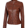 Dodge Womens Cognac Wax Leather Jacket Dodge Womens Cognac Wax Leather Jacket