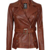 Victoria Womens Cognac Wax Asymmetrical Leather Jacket Victoria Womens Cognac Wax Asymmetrical Leather Jacket