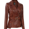 Victoria Womens Cognac Wax Asymmetrical Leather Jacket Victoria Womens Cognac Wax Asymmetrical Leather Jacket