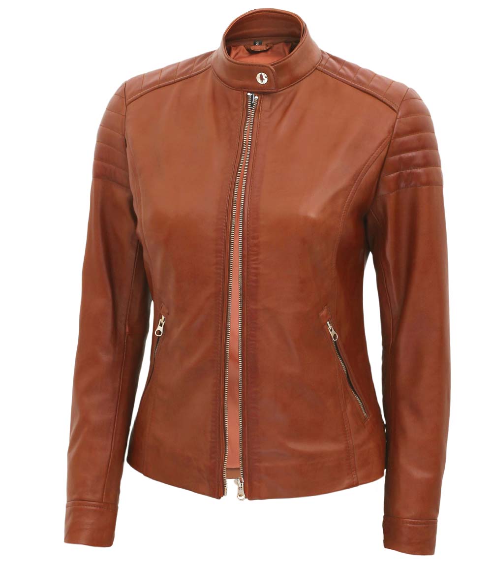Brown Cafe Racer Leather Jacket Women Brown Cafe Racer Leather Jacket Women