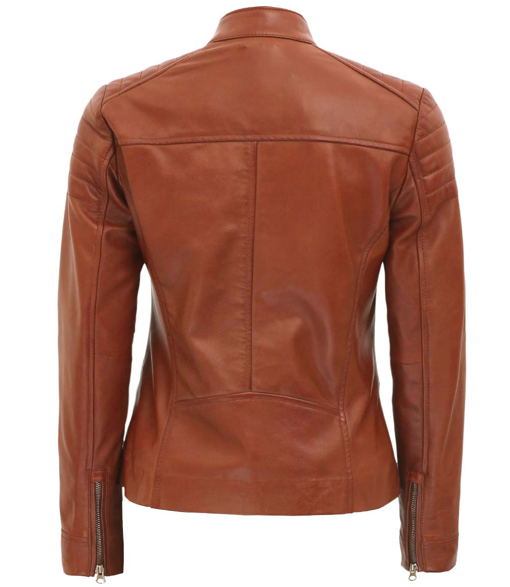 Brown Cafe Racer Leather Jacket Women Brown Cafe Racer Leather Jacket Women