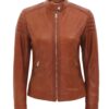 Brown Cafe Racer Leather Jacket Women Brown Cafe Racer Leather Jacket Women