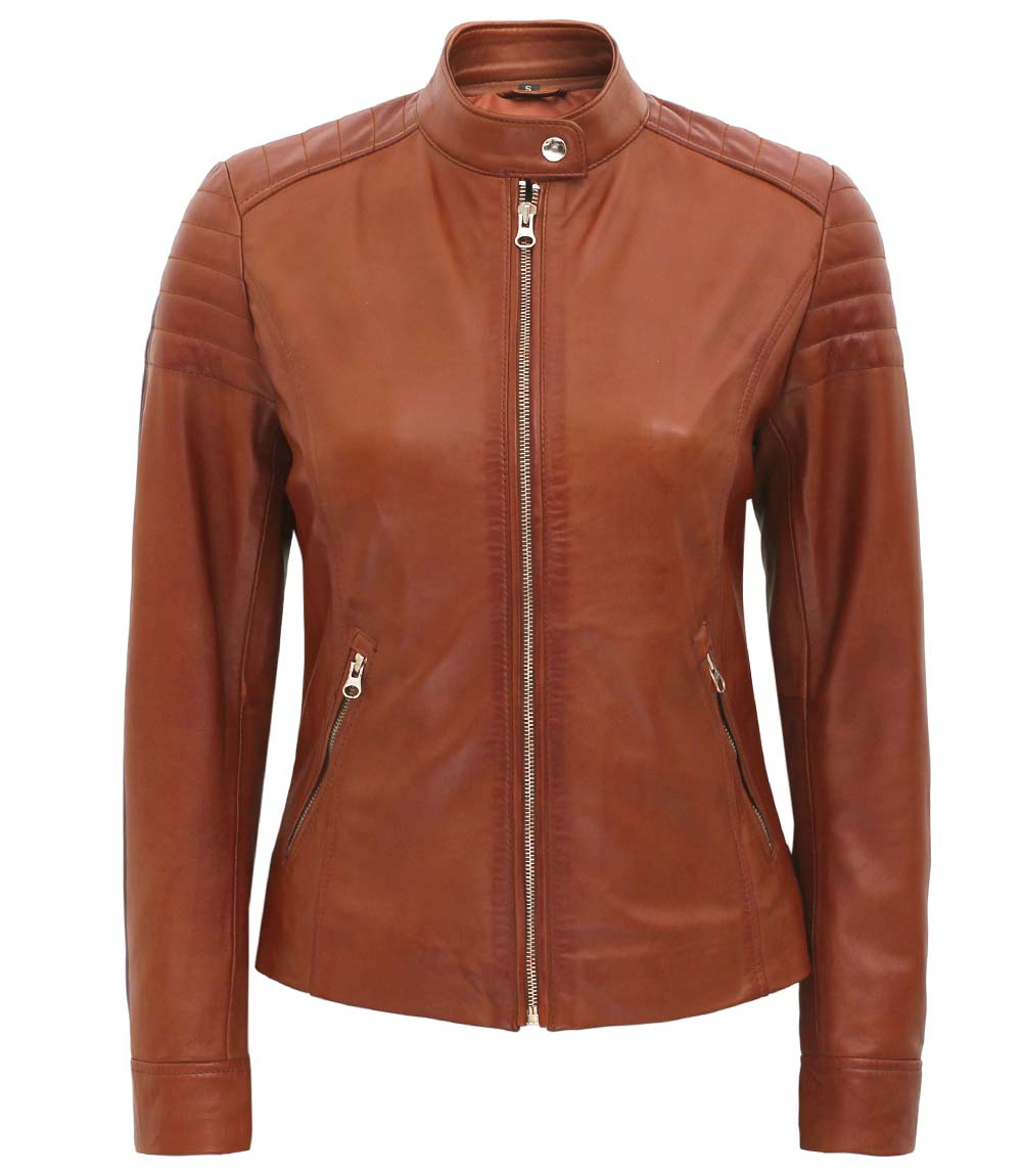 Brown Cafe Racer Leather Jacket Women Brown Cafe Racer Leather Jacket Women