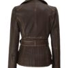 Womens Brown Asymmetrical Distressed Long Leather Jacket