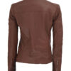 Maude Brown Womens Leather Textured Jacket