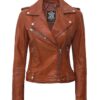 Tan Biker Asymmetrical Ladies Leather Jacket Tan Biker Asymmetrical Ladies Leather Jacket