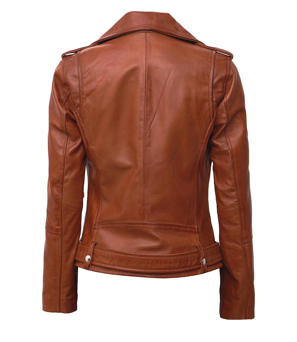 Tan Biker Asymmetrical Ladies Leather Jacket Tan Biker Asymmetrical Ladies Leather Jacket