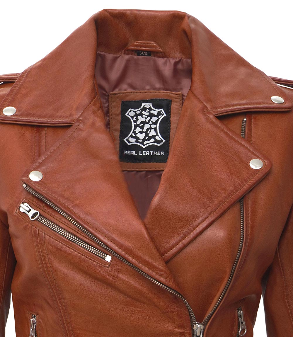 Tan Biker Asymmetrical Ladies Leather Jacket Tan Biker Asymmetrical Ladies Leather Jacket