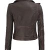 Women Brown Distressed Biker Cropped Leather Jacket