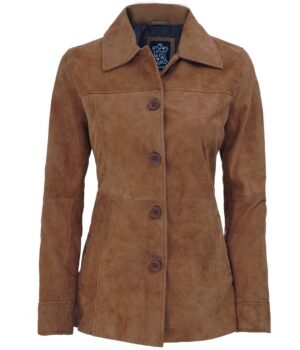 Kandis Brown Woman Suede Coat