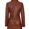 Kandis Womens Cognac Leather Car Coat