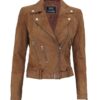 Womens Brown Suede Biker Jacket