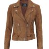 Womens Brown Suede Biker Jacket