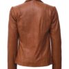 Womens Two Button Tan Leather Blazer Jacket