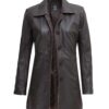 Winchester Distressed Dark Brown Women Leather Car Coat