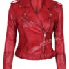 Margaret Red Ladies Leather Jacket