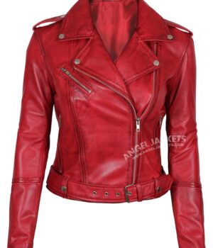 Margaret Red Ladies Leather Jacket