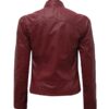 Womens Maroon Casual Leather Jacket