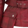 Womens Maroon Asymmetrical Leather Biker Jacket