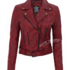 Elisa Women Maroon Leather Asymmetrical Jacket