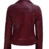 Kimberley Womens Quilted Leather Motorcycle Maroon Jacket