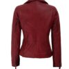 Ramsey Womens Maroon Asymmetrical Slim Fit Leather Jacket