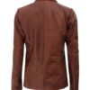 Womens Brown Two Button Leather Blazer Jacket Womens Brown Two Button Leather Blazer Jacket