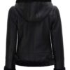 Womens Black Fur Hooded Leather Jacket