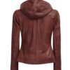 Cidra Women Cognac Hooded Asymmetrical Leather Jacket