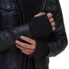 Mens Black Bomber Leather Jacket with Removable Hood