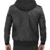 Edinburgh Black Hooded Leather Jacket