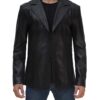 Surrey Men Black Leather Blazer Coat 