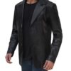 Surrey Men Black Leather Blazer Coat Surrey Men Black Leather Blazer Coat