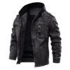 Black Mens Distressed Cafe Racer Leather Jacket