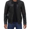 Men Cafe Racer Style Leather Black Jacket
