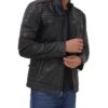 Men Cafe Racer Style Leather Black Jacket