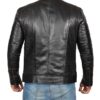Mens Black Cafe Racer Biker Leather Jacket 