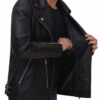 Bari Black Men Asymmetrical Black Biker Jacket 