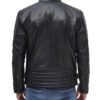 Felix Mens Black Cafe Racer Leather Jacket with Shoulder Pads