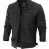 Johnson Diamond Classic Mens Black Cafe Racer Biker Jacket Johnson Diamond Classic Mens Black Cafe Racer Biker Jacket
