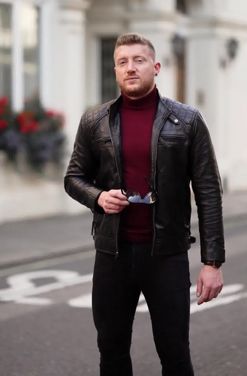 Johnson Diamond Classic Mens Black Cafe Racer Biker Jacket Johnson Diamond Classic Mens Black Cafe Racer Biker Jacket