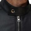 Mens Black Cafe Leather Racer Jacket