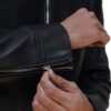 Mens Black Cafe Leather Racer Jacket